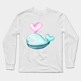 lovely whale in the ocean Long Sleeve T-Shirt